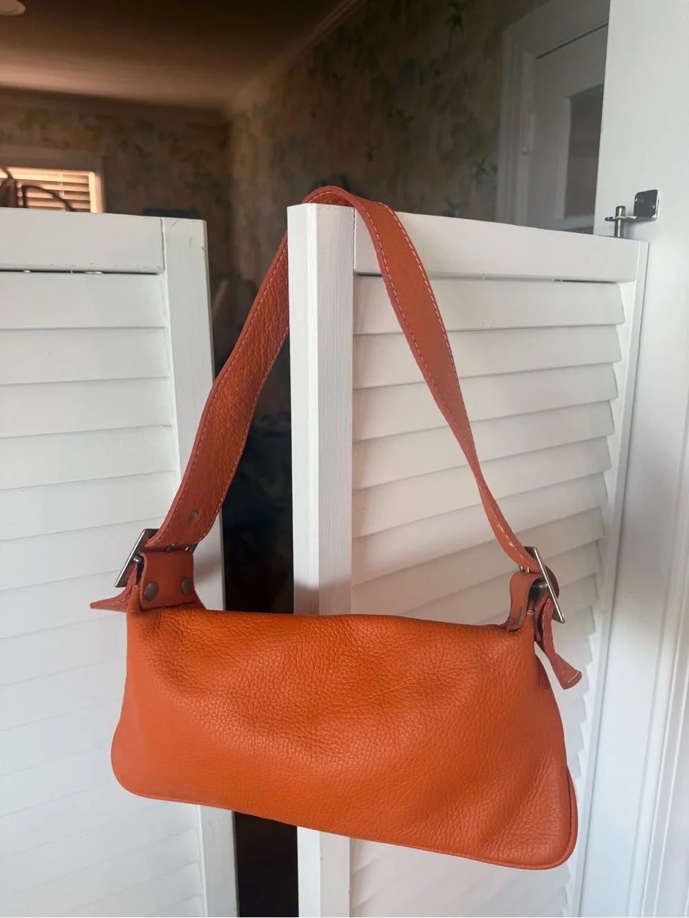 Vera Pelle Orange Leather Shoulder Bag - Picture 2 of 11